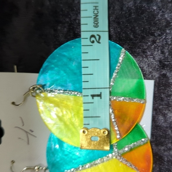 Unbranded Handpainted Seashell Peace Sign Pierced Earrings - NEW - Picture 7 of 8